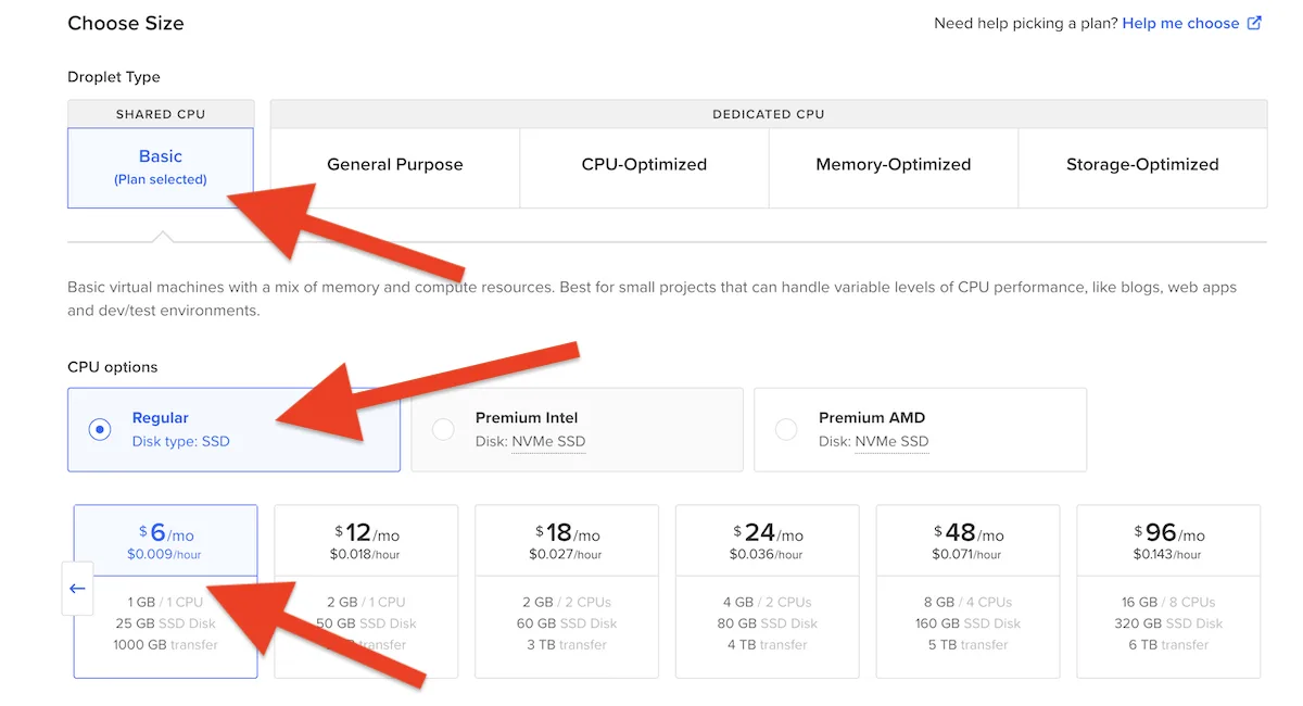 DigitalOcean droplet authentication setup screen